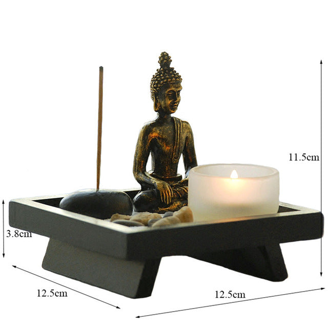 Jardim Zen Tipo Altar Com Buda Hindu Sentado Areia Incenso
