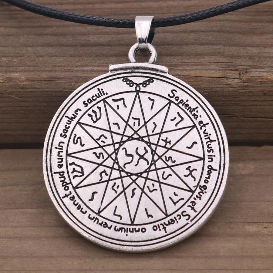 Bijoux pentacle gravé acier inoxydable, Pendentif talisman